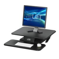 Seville Classics AIRLIFT 25" Gas-Spring Height Adjustable Standing Desk Converter Workstation Ergonomic Monitor Riser with Keyboard Tray, Compact, Black