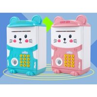 (SG) Két Sắt Mini Hình Mèo Có Nhạc Và Cảm Ứng Dấu Vân Tay Cho Bé Tập Tiết Kiệm Thông Minh