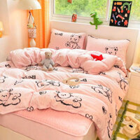 (SGN01)Bộ Chăn Phao Ga Gối Nỉ Nhung, Ga Trần Bo Chun Nỉ Nhung Dày Dặn Mền Mịn Ấm Áp - MemMinBedding