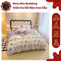 (SGN12)  Bộ Chăn Ga Gối Nỉ Lông Thỏ In Hoa Công Nghệ Mới - MemMinbedding