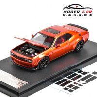 SH 1:64 Dodge Challenger SRT Hellcat Địa Ngục mèo ngọn lửa cam mở nắp mô hình xe hợp kim