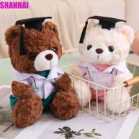 Shanhai Doctor Cap Búp bê gấu tốt nghiệp, Đồ chơi nhồi bông có mũ tiến sĩ Đồ chơi sang trọng gấu độc thân, Hoạt hình ngồi búp bê mềm Búp bê động vật gấu Lễ kỷ niệm sinh viên tốt nghiệp