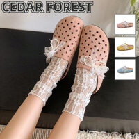 Shanmusenlin✨ Mùa hè Phải có: Dép xỏ ngón nơ màu vàng, gót thấp và đế cao su để ổn định