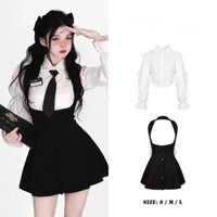 Shaoya Eyes Swen Loser Bộ Đồng Phục Học Sinh Áo Sơ Mi Dài Tay Phối Cà Vạt + Chân Váy Đồng Phục Học Sinh