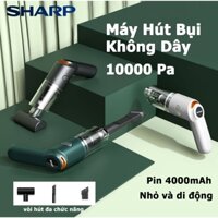 Sharp Máy hút bụi cầm tay không dây pin sạc công suất 120W,Máy hút bụi mini,10000Pa,Pin Sạc 4000 MAh, Tặng Kèm Nhiều Đầu
