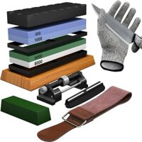 Sharpening Stone Set Premium 4 Side Grit 400/1000 3000/8000 Whetstone Sharpener Non-Slip Base Honing Guide Angle Guide F