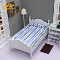 Sharprepublic Nhà Búp Bê Nội Thất Giường Gỗ Thu Nhỏ Giường Đơn Nhà Búp Bê Playset 1: 12 Nhà Búp Bê Giường Đơn Để Trang Trí Phòng Ngủ