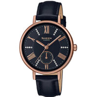 SHE-3066PGL-1A | Đồng Hồ CASIO | Sheen | Nữ | Dây Da | Mặt Đính Đá | WR50M
