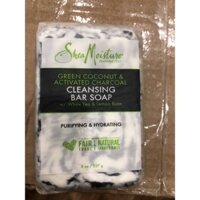 Shea Moistu GREEN COCONUT & ACTIVATED CHARCOAL CLEANSING BAR SOAP w / White Tea & Lemon Balm 8 oz / 227 g