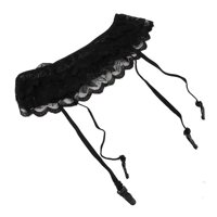 Sheer Double-layer Lace Garterbelt Garter Belt Skirt - Black