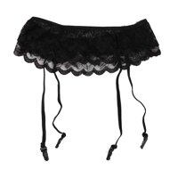 Sheer Double-layer Lace Garterbelt Garter Belt Skirt - Black