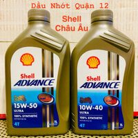 Shell Châu Âu - Nhớt Shell Advance Ultra 10W-40 Và 15W-50 Fully Synthetic 4T Chai 1 Lit Made in EU