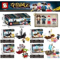 SHENG YUAN SY 1540A 1540B 1540C 1540D non Lego TÀU CƯỚP BIỂN MINI 4 bộ đồ chơi xếp lắp ráp ghép mô hình Pirates Of The Caribbean ISLAND STORM Cướp Biển Vùng Caribe 495 khối