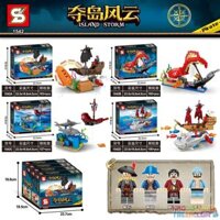 SHENG YUAN SY 1542A 1542B 1542C 1542D non Lego 4 LOẠI TÀU CƯỚP BIỂN ĐỘNG VẬT DƯỚI NƯỚC bộ đồ chơi xếp lắp ráp ghép mô hình Pirates Of The Caribbean ISLAND STORM Cướp Biển Vùng Caribe 651 khối