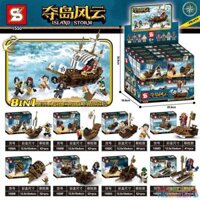 SHENG YUAN SY 1550 non Lego TÀU CƯỚP BIỂN YOTAL TÁM TRONG MỘT 8 MÔ HÌNH bộ đồ chơi xếp lắp ráp ghép mô hình Pirates Of The Caribbean ISLAND STORM Cướp Biển Vùng Caribe 366 khối