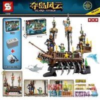SHENG YUAN SY 1558 non Lego TÀU MA CƯỚP BIỂN bộ đồ chơi xếp lắp ráp ghép mô hình Pirates Of The Caribbean ISLAND STORM Cướp Biển Vùng Caribe 701 khối