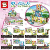 SHENG YUAN SY 5403 non Lego SÂN CHƠI 8 LOẠI CẦU TRƯỢT XÍCH ĐU ĐỒ UỐNG CÂY XANH BÚA TẠ MÁY VUỐT XE Ô TÔ VƯỢT CHƯỚNG NGẠI VẬT bộ đồ chơi xếp lắp ráp ghép mô hình Friends S-GIRLS Các Bạn Gái 583 khối