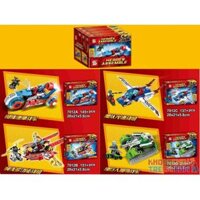 SHENG YUAN SY 7012A 7012B 7012C 7012D non Lego MÔ TÔ MÁY BAY PHI THUYỀN XE TĂNG bộ đồ chơi xếp lắp ráp ghép mô hình Super Heroes HEROES ASSEMBLE Siêu Nhân Anh Hùng 649 khối