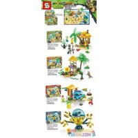 SHENG YUAN SY SY1453 1453 non Lego 4 LOẠI CHÒI TRÊN BÃI BIỂN THÁP QUAN SÁT NHÀ ĐỂ XE PHÓNG RA NGOÀI THÂY MA BẠCH TUỘC CƠ HỌC bộ đồ chơi xếp lắp ráp ghép mô hình Plants Vs Zombies PLANTS VS.ZOMBIES Hoa Quả Nổi Giận 630 khối