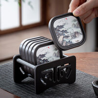 Shengyao Đế lót ly sáng tạo thấm nước, thảm trà gốm, giữ nhiệt, phụ kiện trà Kung Fu cổ điển Trung Quốc