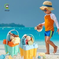 Shenjin Castle Bucket Play Sand Set Màu vàng DIY Sandcastle Đồ chơi Trò chơi ngoài trời