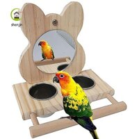 Shenjin Đồ chơi chim Châu Phi Xám Budgies Lovebird Cockatiels Conure Nền tảng bằng gỗ Cốc ăn