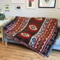 Shenjin Thảm Dệt Mềm Boho Ấm cúng Giường Vải Lanh Ngoài Trời Sofa Thảm