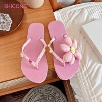 Shigong Dép xỏ ngón hoa đi biển, Dây đeo màu kẹo Hạt đầy màu sắc Dép ngọt ngào dành cho nữ, Thời trang Trọng lượng nhẹ Chống trượt Chống thấm nước Mèo Kitty Flat Flip Flops Bãi biển