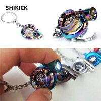 Shikick 1 Chiếc Vòng Chìa Khóa, Tuabin Xe Turbo Hình Turbo Móc Khóa, Vòng Bi Quay Mô Hình Kim Loại LED Âm Thanh Móc Khóa Mặt Dây Chuyền