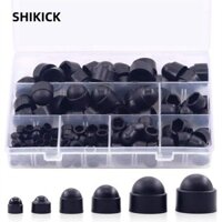 Shikick 160 Chiếc Mũ Vít, M4 M5 M6 M8 M10 M12 Vỏ Bu Lông Nhựa, Bộ Mũ Đai Ốc Lục Giác Màu Đen