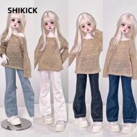 Shikick Doll Áo len thanh lịch, Áo mặc thường ngày thanh lịch, Phụ kiện Mini DIY dễ thương Quần jean cho búp bê 1 / 4 BJD 45cm