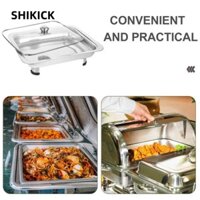 Shikick Phục Vụ Đĩa Ăn, Nắp Thủy Tinh Có Thể Nhìn Thấy Dung Tích Lớn Khay Buffet Bếp, Thép Không Gỉ Bền Hình Chữ Nhật Chống Dính Nướng Chảo Cá Chiên Thịt Bò Hải Sản