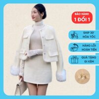 SHIP HOẢ TỐC ÁO DẠ LÔNG THỎ DÀY DẶN CỔ TRÒN CỰC SANG TRỌNG HÀNG LOẠI 1 QCCC
