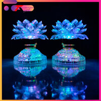 [Ship hỏa tốc ] Bộ 2 cây Đèn thờ Hoa Sen Màu Trắng 2 Tầng LED đổi 7 màu đèn để bàn thờ Phật, Tổ Tiên chưng bàn [TMS-20W]