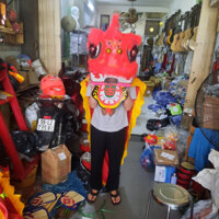 (SHIP HỎA TỐC) Đầu lân cho bé 8-12 tuổi ( đuôi dài 1m5 )