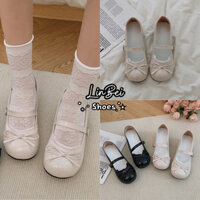 (SHIP HOẢ TỐC) Giày búp bê đính nơ phối vải ren điệu đáng yêu bánh bèo phong cách retro xinh xắn cho nữ