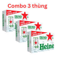 (Ship hỏa tốc HCM) Combo 3 Thùng 72 lon bia Heineken Silver Coolpack 250ml/lon
