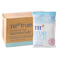 (ship hỏa tốc HCM) Thùng TH true Milk nguyên chất không đường 220ml*48 bịch( date mới)