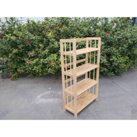 (Ship hỏa tốc) Kệ sách dài 80cm, 4 tầng gỗ cao su tự nhiên