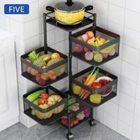 [Ship Hỏa Tốc] Kệ Sắt Vuông Xoay 360* - 5 Tầng Chất Liệu Thép Không Gỉ Có Bánh Xe Di Chuyển Hàng Xuất Khẩu DT Shop