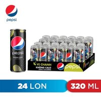 [SHIP HỎA TỐC] Thùng 24 lon nước ngọt Pepsi vị chanh không Calo 320ml