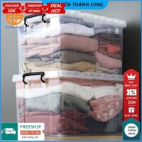 [ship hỏa tốc] thùng nhựa  trắng trong có khóa cài chắc chắn,. thùng nhựa trong suốt có nắp đựng quần áo đồ choiw, đựng