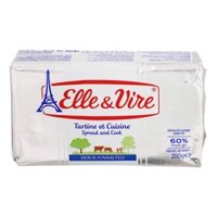 (Ship2h) Bơ Lạt, Tartine et Cuisine, Unsalted Butter, 60% Fat (200g) - ELLE & VIRE