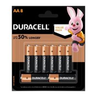 (ShipHỏaTốc) DURACELL - Pin AA, 50% Longer Lasting AA Battery, 1.5V Alkaline, 8 Cục