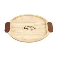 (ShipHỏaTốc) GO DUC THANH - Khay Elip Tay Cầm, Wooden Serving Tray with Handles (30 x 20 x 1.7cm)