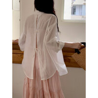 Shirt Sun Queen Tencel New Chinese Style Buckle Thin Shirt for Women Loose Sun-Protection Shirt All-Matching Air-Conditioner Shirt