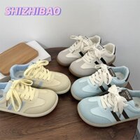 Shizhibao Giày vải đầu xoài xấu xí và dễ thương dành cho nữ Giày trắng đầu to phù hợp cho nữ