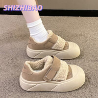 Shizhibao Mùa Đông Mới Dày Ấm Bánh Mì Giày Nữ Đế Dày Tăng Bằng Magic Stick Giày Thể Thao