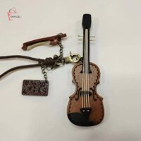 Shngki Handmade Da Violin Móc Khóa Mặt Dây Chuyền Vintage Mini Guitar Mặt Dây Chuyền Túi Trang Trí MNS