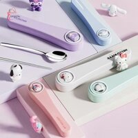 Shngki Sanrio Hello Kitty Bộ đồ ăn bằng thép không gỉ Cinnamoroll My Melody Kuromi Đũa di động Thìa Đồ dùng nhà bếp Quà tặng sinh nhật MNS